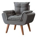 Ver imagem 4 de Kit 2 Poltronas Opalas com Puff Redondo Linho Cinza