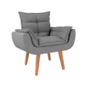 Ver imagem 2 de Kit 2 Poltronas Opalas com Puff Redondo Linho Cinza