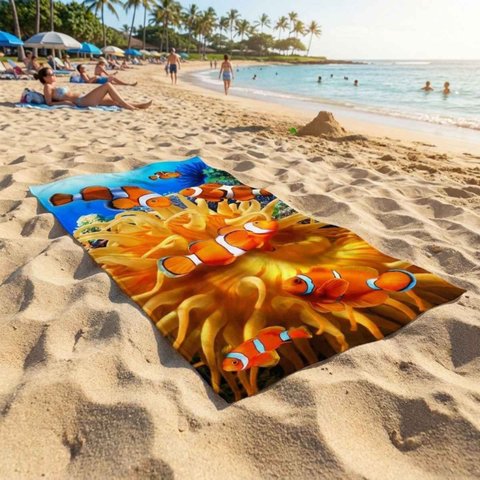 Toalha Banhão Estampada Praia Teka Malaga 75x150cm:Peixes