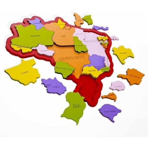 Brinquedo Quebra Cabeça Infantil Mapa Do Brasil Em Madeira