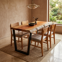 Ver imagem 1 de Mesa de Jantar Prancha em Madeira Maciça com Pé de Aço Galvanizado