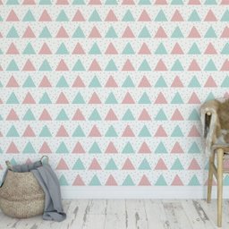 Papel De Parede Infantil Triângulos Coloridos e Pontinhos. - 2