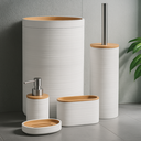 Ver imagem 1 de Kit para Banheiro Linea com Lixeira 5 Peças - Jolitex Mek - Linea Branco