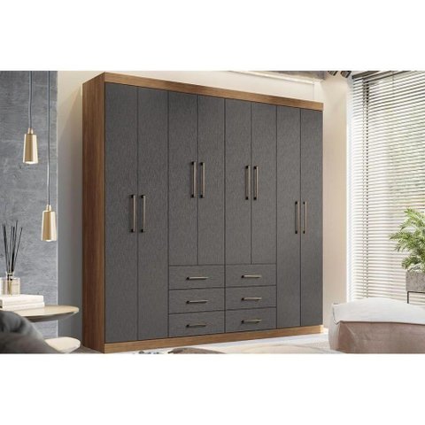 Guarda Roupa Casal 8 Portas e 6 Gavetas 8.6 Liverpool Jatoba Atacama/grafitte - Santos Andirá