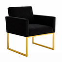 Ver imagem 4 de Kit 2 Poltronas Reforçada Recepção Base Metálico Dourado Preto