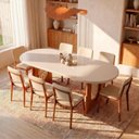 Ver imagem 1 de Conjunto Sala de Jantar 1 Mesa Oval Tali 210cm 8 Cadeiras Miriti CabeCasa MadeiraOriginals