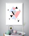 Ver imagem 2 de Quadro Decorativo Abstrato Geométrico Triângulos - 70x50cm:moldura Branca