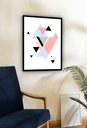 Ver imagem 1 de Quadro Decorativo Abstrato Geométrico Triângulos - 70x50cm:moldura Branca