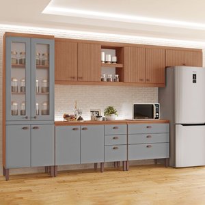 Cozinha Completa Modulada Tuboarte Ágata 100% MDF com 2 Balcões 11 Portas e 6 Gavetas