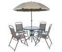 Ver imagem 1 de Conjunto Mesa Cadeiras Guarda Sol Jardim Piscina Marrom Kala