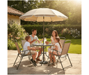 Ver imagem 5 de Conjunto Mesa Cadeiras Guarda Sol Jardim Piscina Marrom Kala
