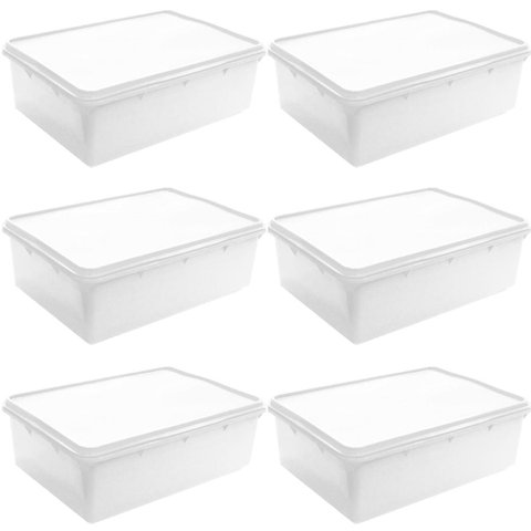 Kit 6 Caixas Organizadoras 6,5l Herméticas Plasvale Cestos Empilháveis Alimentos