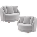 Ver imagem 1 de Kit 02 Poltronas Decorativas Base Fixa Pés Madeira Witta M03 Veludo Cinza - Lyam Decor