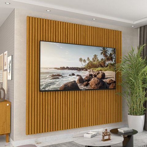 Painel para TV até 65 Polegadas Ripado com LED 174cm x 180cm 100% MDF Supremo Slim
