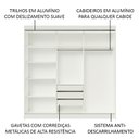 Ver imagem 5 de Guarda-Roupa Casal Madesa Istambul 3 Portas de Correr com Espelhos 3 Gavetas Branco Cor:Branco