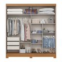 Ver imagem 3 de Guarda Roupa Solteiro BE304 2 Portas Correr 3 Gavetas MDP Cinamomo-Off White Briz Móveis