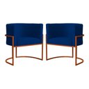 Ver imagem 1 de Kit 02 Poltrona Luana Luxo Suede Marinho Base Bronze - Fm