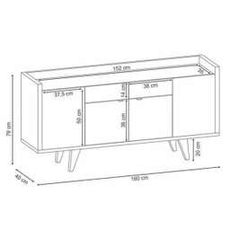 Balcão Aparador Buffet 4 Portas Melodia Off White/Nature - 4