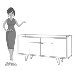 Balcão Aparador Buffet 4 Portas Melodia Off White/Nature - 6