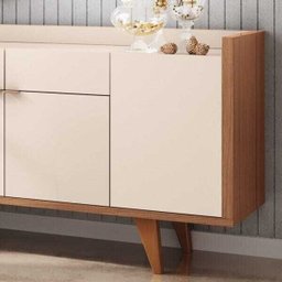 Balcão Aparador Buffet 4 Portas Melodia Off White/Nature - 5