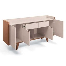 Balcão Aparador Buffet 4 Portas Melodia Off White/Nature - 3