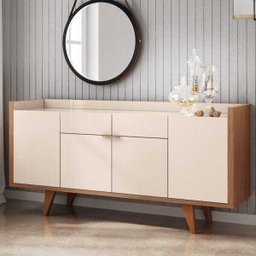 Balcão Aparador Buffet 4 Portas Melodia Off White/Nature - 2