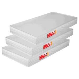 Kit 3 Colchões Liso para Berço 130x60x10cm D18 Branco - Prorelax