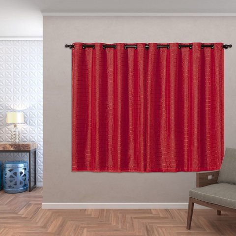 Cortina Blackout Voil 2,00m X 1,40m Pvc Blecaute Voal Sala Quarto Janela Bloqueia Claridade Vermelho