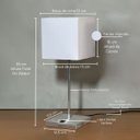 Ver imagem 3 de Luminaria de Mesa Abajur Quadrado Clássico Elegante Interruptor Alumínio com Cúpula Tecido Algodão
