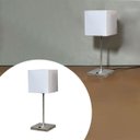 Ver imagem 4 de Luminaria de Mesa Abajur Quadrado Clássico Elegante Interruptor Alumínio com Cúpula Tecido Algodão