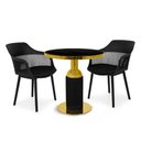Ver imagem 1 de Conjunto Mesa de Jantar Redonda Imperial 70cm Preta com 2 Cadeiras Estofadas Marcela - Preto