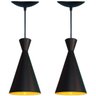 Kit 2 Lustres Balcão Cozinha Americana Preto Fosco/Amarelo - 1