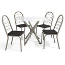 Ver imagem 2 de Conjunto Sala de Jantar Mesa com 4 Cadeiras Estofadas 683 Kappesberg Crome Niquel/tecido Sintético P