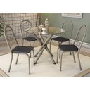 Ver imagem 1 de Conjunto Sala de Jantar Mesa com 4 Cadeiras Estofadas 683 Kappesberg Crome Niquel/tecido Sintético P