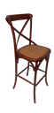 Ver imagem 1 de Banqueta Katrina Paris com Encosto em X e Assento Fixo em Rattan Natural - Cor Castanha