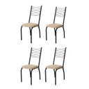 Ver imagem 4 de Kit 4 Cadeiras de Jantar ou Cozinha Tubular Preto Bless Tubo 1" Suede Bege Epóxi Premium