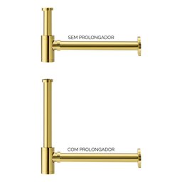 Prolongador de Sifão Metálico para Banheiro Line Dourado - 3