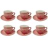 Jogo 6 Xícaras De Café Rosa Coração Porcelana Hauskraft 90Ml - 1