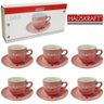 Jogo 6 Xícaras De Café Rosa Coração Porcelana Hauskraft 90Ml - 2