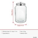 Ver imagem 7 de Pote Hermético de Vidro 4L Transparente 30x16x16cm Mantimentos Cozinha Tampa