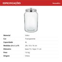 Ver imagem 6 de Pote Hermético de Vidro 4L Transparente 30x16x16cm Mantimentos Cozinha Tampa