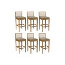 Ver imagem 1 de Kit 6 Banquetas Sala Jantar Sara 1bmm005ca Premium Madeira Maciça 6 Un Carvalho/boucle Bege Fendi/