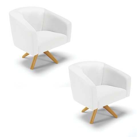 Cadeira Sala de Jantar Giratória Ma30 Kit 2 Stella Sintético D03 - D'Rossi Cor Branco