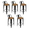 Kit 5 Banquetas Bistro Estilo Industrial Tolix Iron com Encosto Sublimado - 1