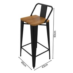 Kit 5 Banquetas Bistro Estilo Industrial Tolix Iron com Encosto Sublimado - 3