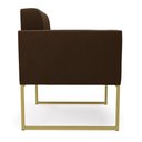 Ver imagem 4 de Kit 1 Sofá Namoradeira e 1 Poltrona Elisa Suede Marrom Base Metálica Industrial Dourada - D'Rossi