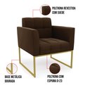 Ver imagem 5 de Kit 1 Sofá Namoradeira e 1 Poltrona Elisa Suede Marrom Base Metálica Industrial Dourada - D'Rossi