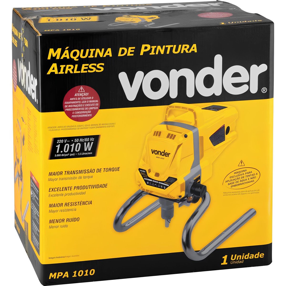 Máquina de Pintura Airless Mpa1010 1,3hp 220v Vonder 1010w 3000 Psi 1,5 L/min Mangueira 10m Compacta - 6