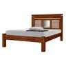 CAMA CASAL DE MADEIRA MACIçA CAROL COM ESPELHO - CASTANHO - 1
