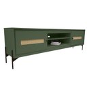 Ver imagem 1 de Rack Sala Tv até 75 Polegadas Paraty 180 Cm Laca Pés Metal Palhinha Verde